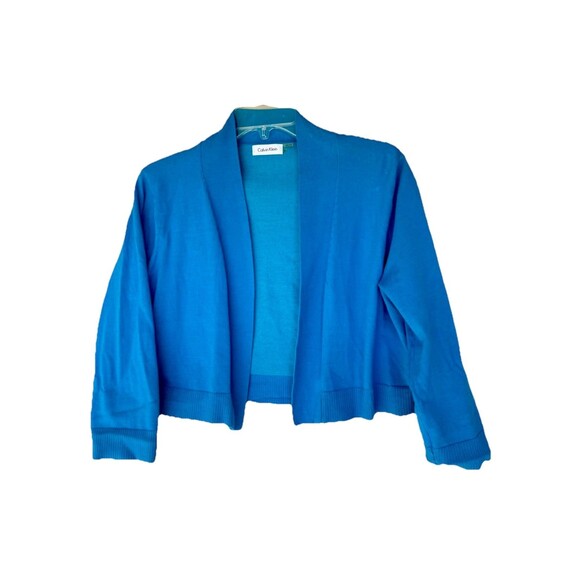 Calvin Klein Women Open Front Cardigan Sweater Size Large Blue - Picture 1 of 4